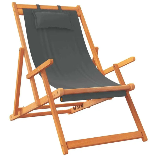 ZELYA - Lot de 2 Chaises de Plage Pliables Grises en Tissu - Confortables et Pratiques