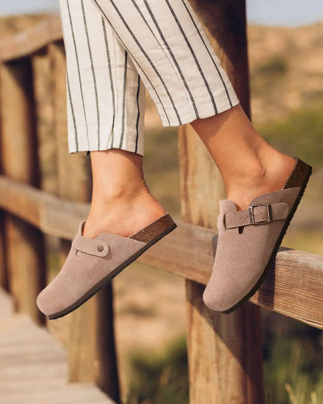 Suede Footbed Clog Mules