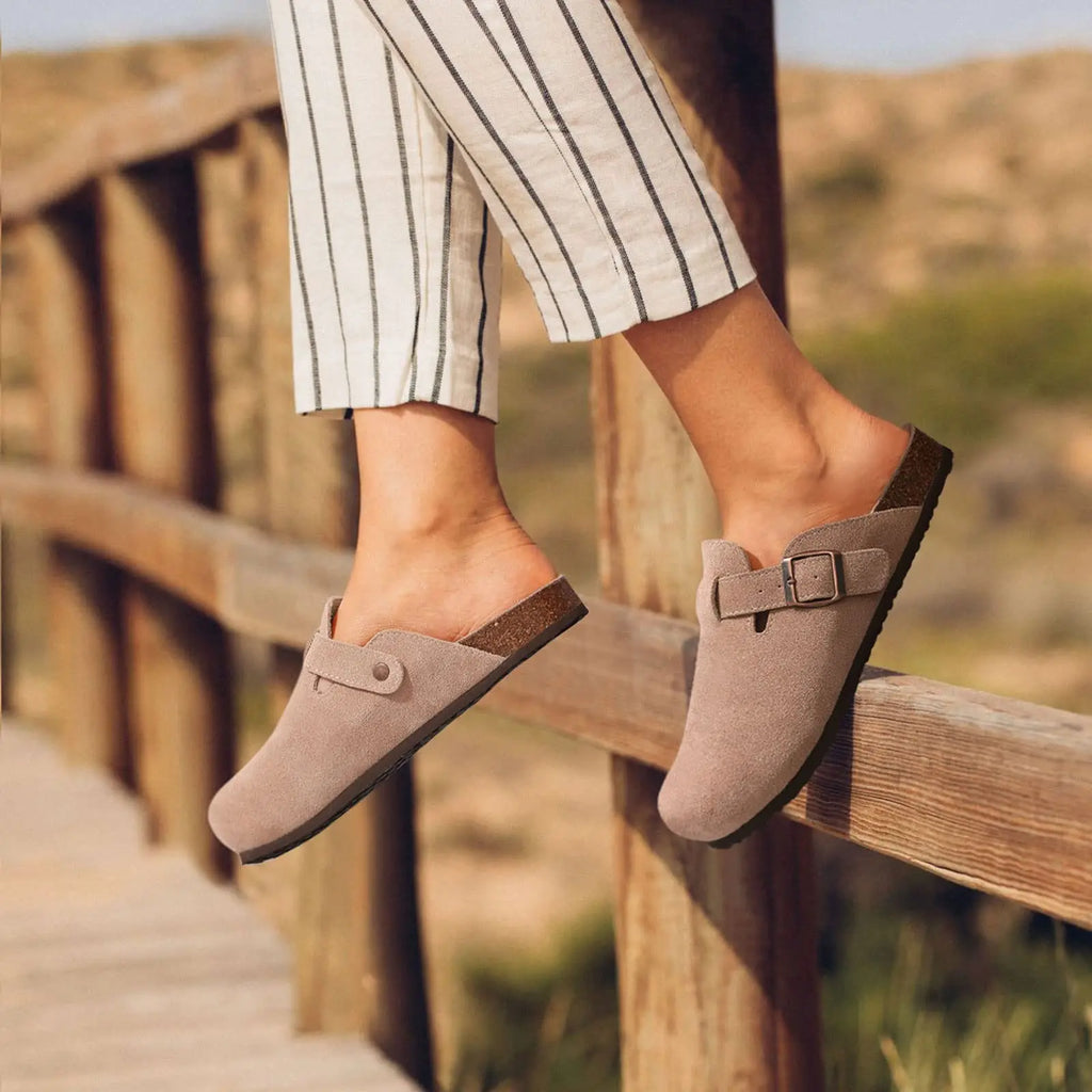 Suede Footbed Clog Mules
