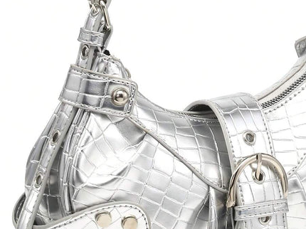 Sac en Simili Cuir a bandouliere pour femme argenté 3
