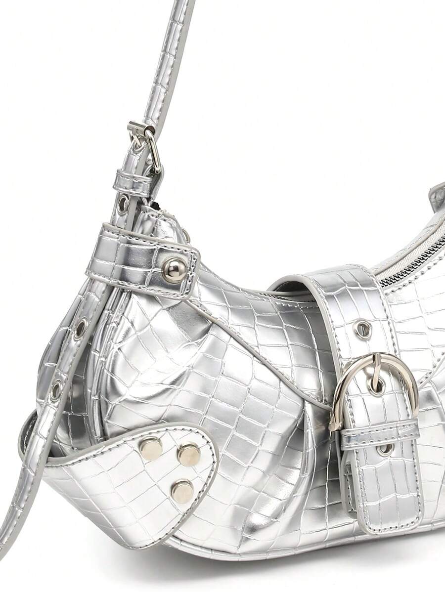 Sac en Simili Cuir a bandouliere pour femme argenté 3