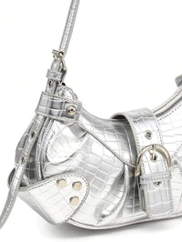 Sac en Simili Cuir a bandouliere pour femme argenté 3