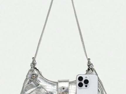 Sac en Simili Cuir a bandouliere pour femme argenté 4