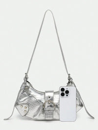 Sac en Simili Cuir a bandouliere pour femme argenté 4