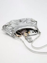 Sac en Simili Cuir a bandouliere pour femme argenté 5