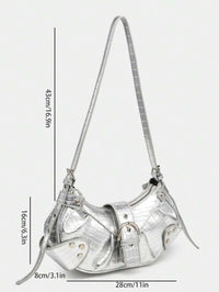 Sac en Simili Cuir a bandouliere pour femme argenté 6 dimesion