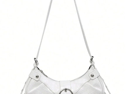 Sac en Simili Cuir a bandouliere pour femme blanc de face
