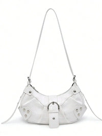 Sac en Simili Cuir a bandouliere pour femme blanc de face