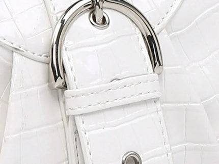 Sac en Simili Cuir a bandouliere pour femme blanc detail sangle