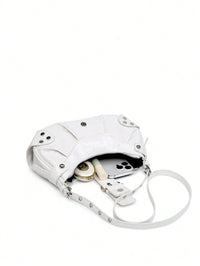 Sac en Simili Cuir a bandouliere pour femme blanc penche de cote avec affaire 