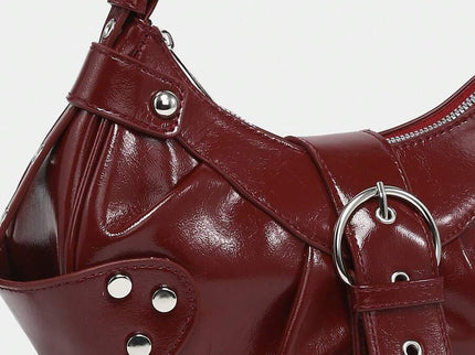 Sac en Simili Cuir a bandouliere pour femme bordeau  detail cuir proche 