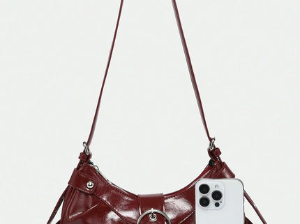 Sac en Simili Cuir a bandouliere pour femme bordeau  taille telephone 