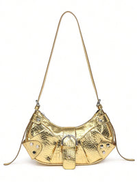 Sac en Simili Cuir a bandouliere pour femme doré de face