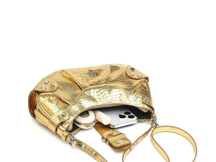 Sac en Simili Cuir a bandouliere pour femme doré renverse avec affaire 