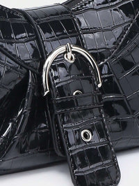 Sac en Simili Cuir a bandouliere pour femme noir brillant 4