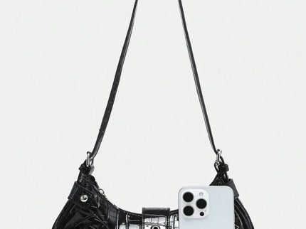 Sac en Simili Cuir a bandouliere pour femme noir brillant telephone comparaison