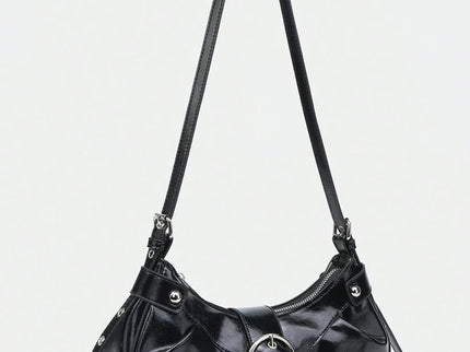 Sac en Simili Cuir a bandouliere pour femme noir cuir lisse