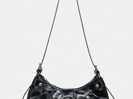Sac en Simili Cuir a bandouliere pour femme noir cuir lisse face