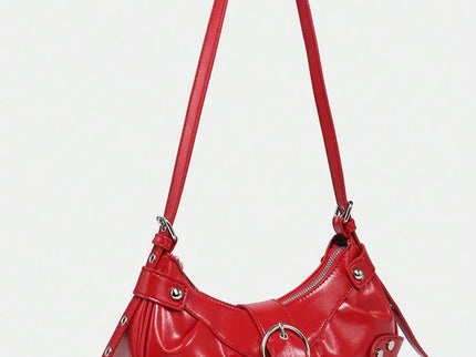 Sac en Simili Cuir a bandouliere pour femme rouge cuir lisse 