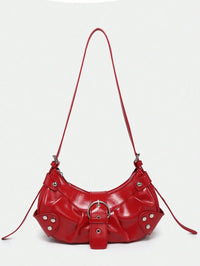Sac en Simili Cuir a bandouliere pour femme rouge cuir lisse 2