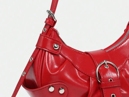 Sac en Simili Cuir a bandouliere pour femme rouge cuir lisse 2 3