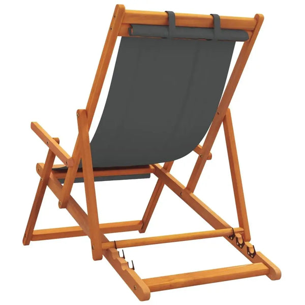 ZELYA - Lot de 2 Chaises de Plage Pliables Grises en Tissu - Confortables et Pratiques
