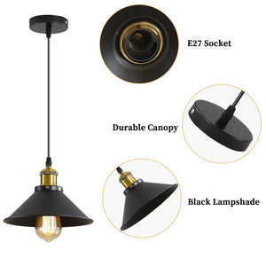 Suspension industrielle en métal noir avec câble réglable
