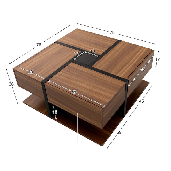 Table LUMINA bois et noir – meuble salon multifonction élégant