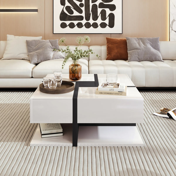 Table basse LUMINA avec étagère inférieure – espace de rangement supplémentaire