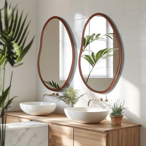 Vue du miroir BEVIO grand format au-dessus d’une console d’entrée