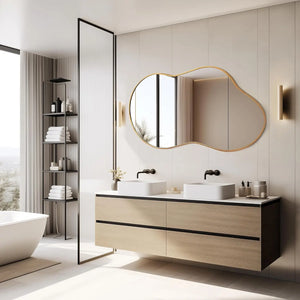 Vue du miroir IVORA vertical dans une entrée élégante