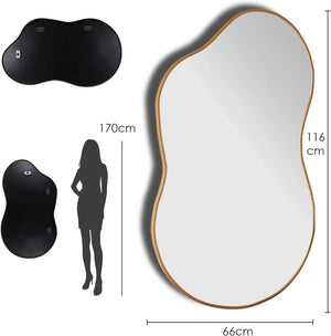 Vue verticale miroir ARVON salle de bain – cadre aluminium doré