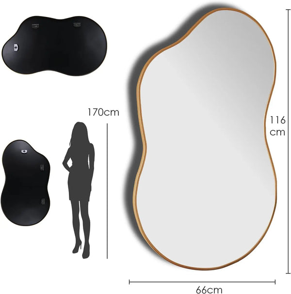 Vue verticale miroir ARVON salle de bain – cadre aluminium doré