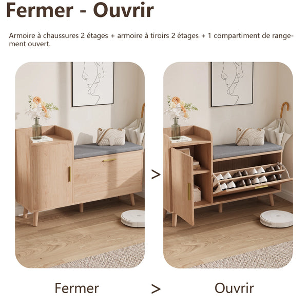 banc d’entrée NOVA design minimaliste avec espace de rangement pratique