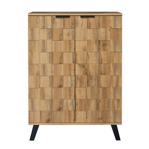 buffet ORVIA bois avec portes texturées et espace de rangement pour salon