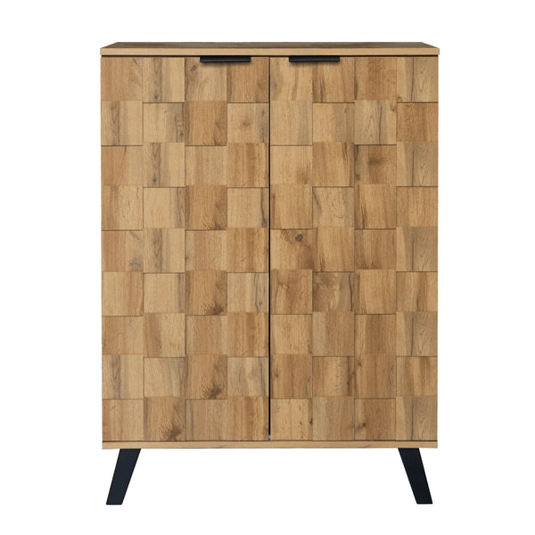 buffet ORVIA bois avec portes texturées et espace de rangement pour salon