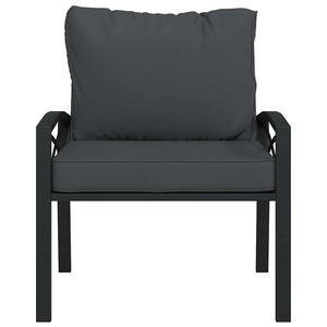 chaise de jardin noire en acier avec coussins rembourrés