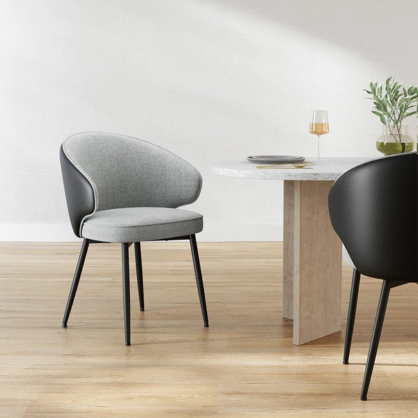 chaise de salle à manger GRIA avec assise rembourrée en tissu gris clair