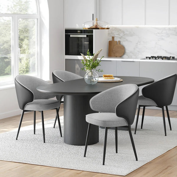 chaise de salle à manger GRIA avec dossier ergonomique et tissu gris clair