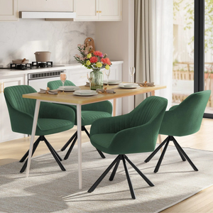 chaise de salle à manger HAIO en velours vert pivotante