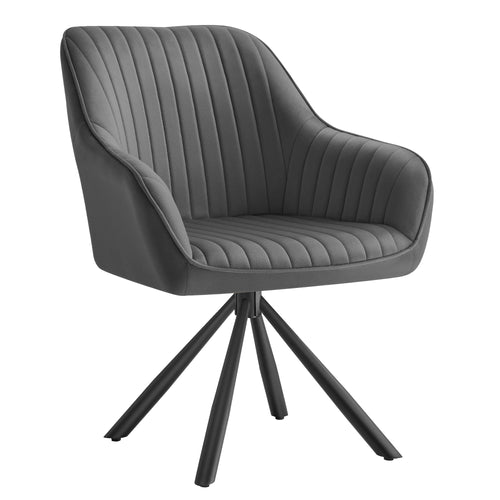 chaise grise confortable avec dossier ergonomique et coussin épais