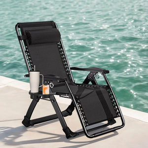 chaise longue noir pliante bord piscine