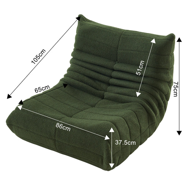 dimension SAUE fauteuil moderne en laine boucle vert ou rose