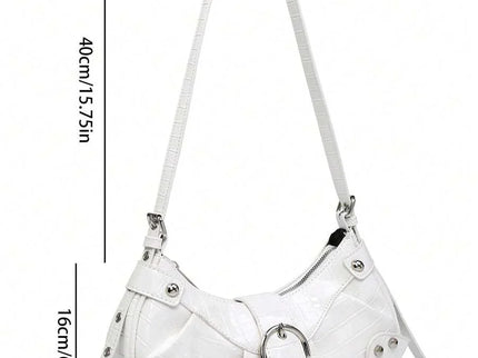 dimension Sac en Simili Cuir a bandouliere pour femme blanc 