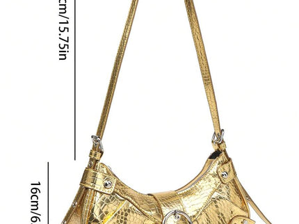 dimension Sac en Simili Cuir a bandouliere pour femme doré taille