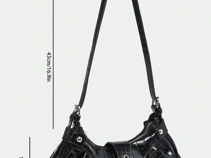 dimension Sac en Simili Cuir a bandouliere pour femme noir brillant 