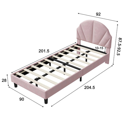 dimension lit LUMA ado 90x200 cm rose avec design moderne minimaliste