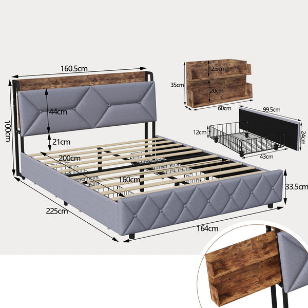 dimension lyno 160x200cm lit confortable en bois et velours