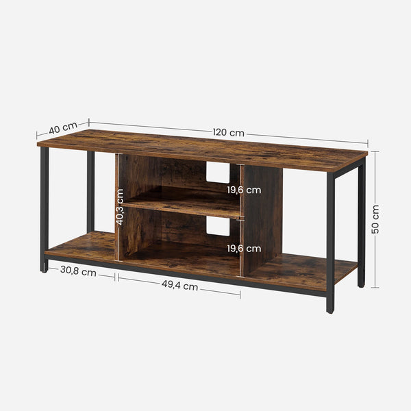dimension meuble MLAUI meuble télé bois et métal avec rangement ouvert