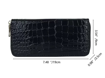 dimension portefeuille femme ecaille crocodile croci noir